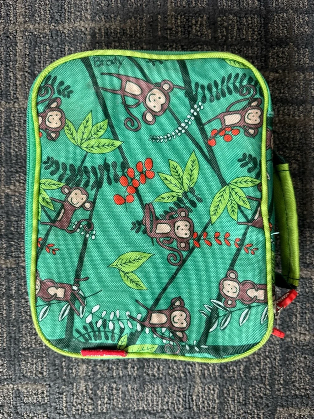 Cheeky Kids Monkey Jungle Insulated Lunch Box Cooler School Snack Bag Green O/S
